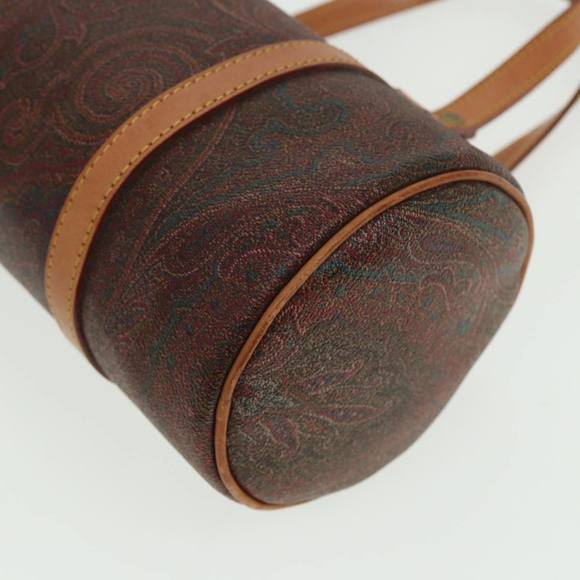 ETRO Paisley Hand Bag PVC Leather Brown Auth yk13636 - Picture 14 of 16